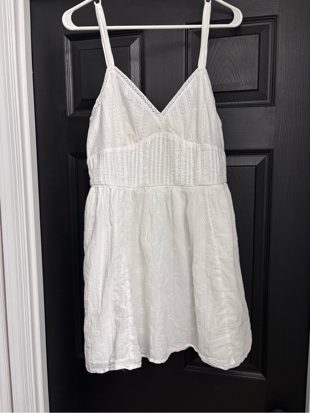 American Eagle White Cotton Eyelet Cami Dress